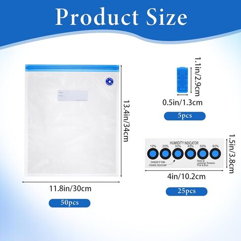 80 Pcs 3D Filament Storage Bags Kit, 50 Pcs 3D Printer Filaments Vacuum Storage Bag 13.4 x 11.8 Inch with 5 Sealing Clip 25 Humidity Indicator Cards for Keep Filament Dry in Saudi Arabia
