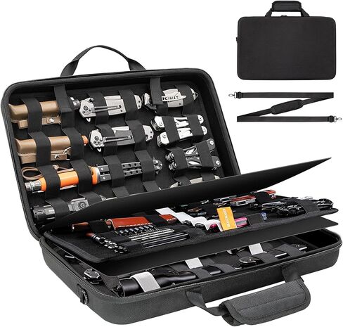 BRANTMAKER Knife Display Case, Knife Case for 61+ Pocket Knives, Collection Box with Portable Shoulder Strap, Knife Storage Items (Box Only) in Kuwait