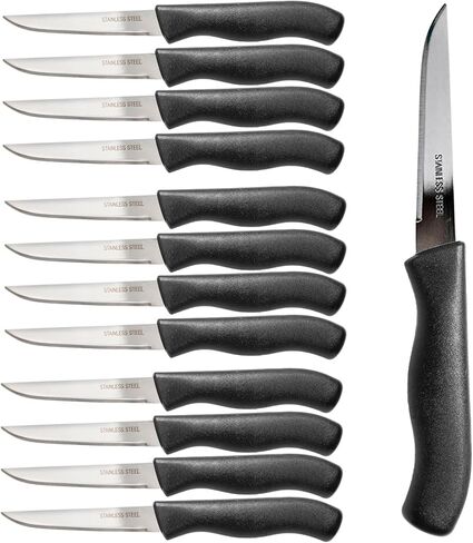 Paring and Garnishing Knife, 12-Piece Set, Knives with Straight Edge 3 Inch Blade, Stainless Steel, Spear Point, Fruit and Vegetable Cutting and Peeling, Green in Saudi Arabia
