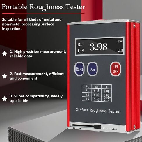 جهاز اختبار خشونة السطح، شاشة عرض LED، بدقة 0.01 ميكرومتر، 4 معلمات اختبار، Ra/Rq 0.05 إلى 15.0 ميكرومتر Rz/Rt 0.1 إلى 50.0 ميكرومتر، تصميم محمول in Kuwait