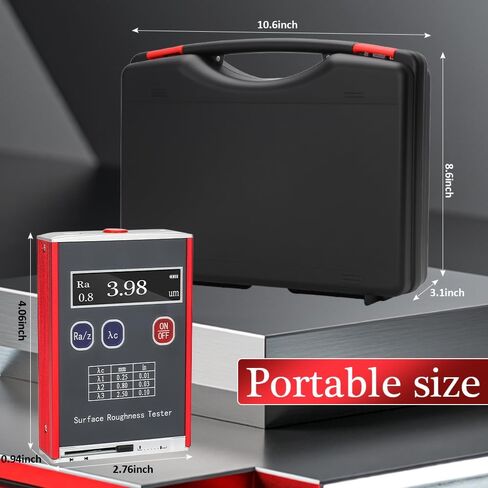 جهاز اختبار خشونة السطح، شاشة عرض LED، بدقة 0.01 ميكرومتر، 4 معلمات اختبار، Ra/Rq 0.05 إلى 15.0 ميكرومتر Rz/Rt 0.1 إلى 50.0 ميكرومتر، تصميم محمول in Kuwait