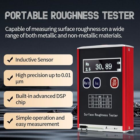 Portable Surface Roughness Tester, High Precision Surface Profiler Gauge with Ra Rz Rq Rt Measurement, 0.05-15μm Measuring Range, OLED Display for Metal & Non-Metal Surface Inspection(TR100) in Saudi Arabia
