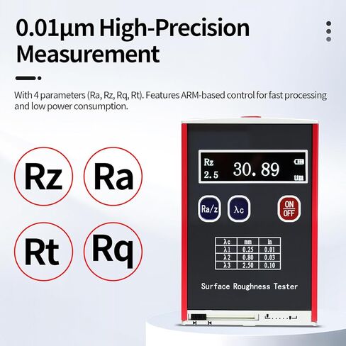 Portable Surface Roughness Tester, High Precision Surface Profiler Gauge with Ra Rz Rq Rt Measurement, 0.05-15μm Measuring Range, OLED Display for Metal & Non-Metal Surface Inspection(TR100) in Saudi Arabia