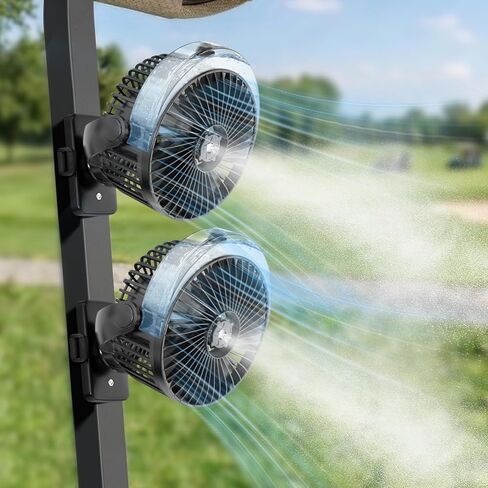 BOYISEN المغناطيسي عربة الغولف مروحة التغشية قابلة للشحن، 12000mAh بطارية تعمل USB مروحة محمولة مع 4 سرعات، رذاذ، LED، الموقتات، ملحقات عربة الغولف لنادي السيارات التخييم مكتب سفينة الرحلات البحرية 1-حزمة in Kuwait