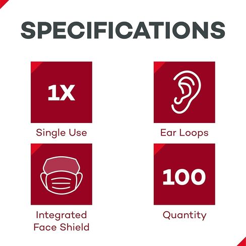 Dealmed Face Masks with Ear Loops and Eye Shield - Disposable Adult Face Masks for Hospitals, Medical Facilities, Food Services and More, 50 Count (Pack of 2) in Saudi Arabia