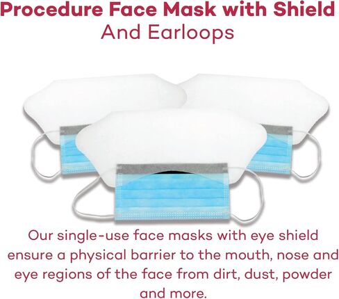 Dealmed Face Masks with Ear Loops and Eye Shield - Disposable Adult Face Masks for Hospitals, Medical Facilities, Food Services and More, 50 Count (Pack of 2) in Saudi Arabia