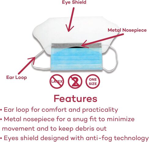 Dealmed Face Masks with Ear Loops and Eye Shield - Disposable Adult Face Masks for Hospitals, Medical Facilities, Food Services and More, 50 Count (Pack of 2) in Saudi Arabia