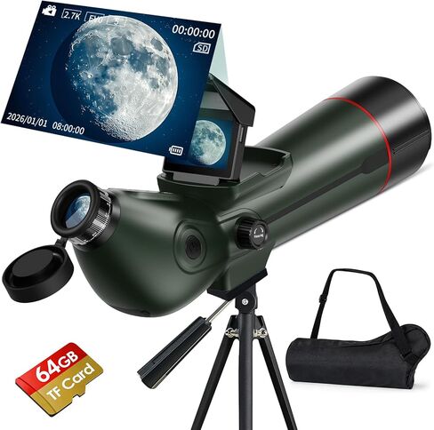 تلسكوب ذكي، تلسكوبات إلكترونية رقمية مع كاميرا تصوير فلكي 4K، جهاز رصد بشاشات مزدوجة داخلية وخارجية للبالغين والأطفال والمبتدئين في علم الفلك مع بطاقة 64 جيجا in Kuwait
