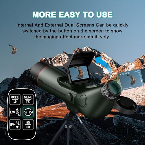 تلسكوب ذكي، تلسكوبات إلكترونية رقمية مع كاميرا تصوير فلكي 4K، جهاز رصد بشاشات مزدوجة داخلية وخارجية للبالغين والأطفال والمبتدئين في علم الفلك مع بطاقة 64 جيجا in Kuwait