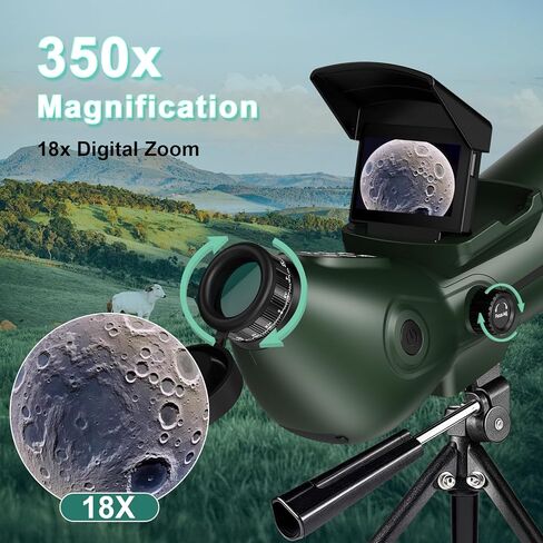 تلسكوب ذكي، تلسكوبات إلكترونية رقمية مع كاميرا تصوير فلكي 4K، جهاز رصد بشاشات مزدوجة داخلية وخارجية للبالغين والأطفال والمبتدئين في علم الفلك مع بطاقة 64 جيجا in Kuwait