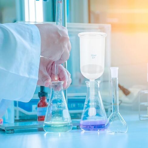 GARVALON Glass Filtering Funnel Acid-Resistant Sand Funnel 35ml G1 Laboratory Glassware for Chemical Experiments and Filtration Tasks in Kuwait