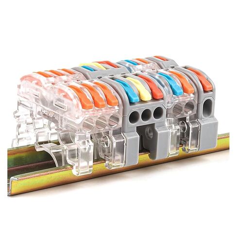 Universal Compact Wiring Splicing Conector Din Rail Wire Connector Fast Universal Compact Electric Cable Light Lamp Conector Wiring Conductor Terminal Block 2/3pin(K412M) in Kuwait