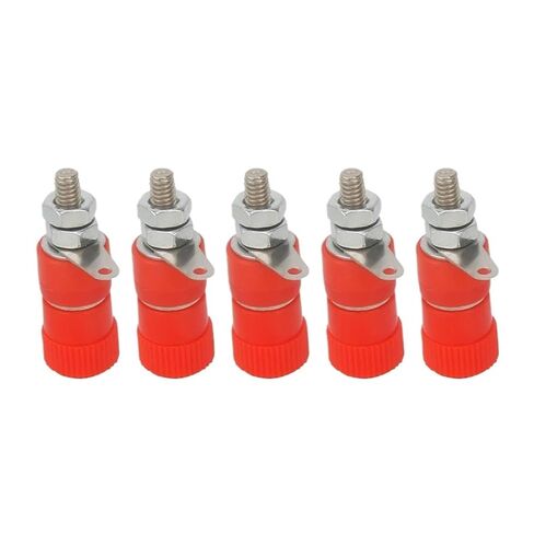 fengpeng 5Pcs 4mm Banana Socket Professional Binding Post Nut Plug Jack Connector Nickel Plated(5Red) in Kuwait