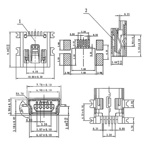 fengpeng 10-50PCS/lot SMD 5P mini USB Female Socket Interface Shell 4 feet Suspended(50 Piece) in Saudi Arabia