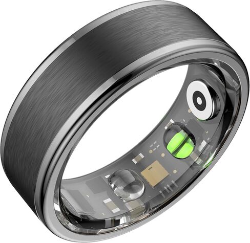 Smart Ring for Women Men,Fitness Ring with 24/7 Activity Tracking,Stress,Sleep Monitoring,No APP Subscription Fees,Compatible with iOS & Android, HarmonyOS Black, 8# in Saudi Arabia