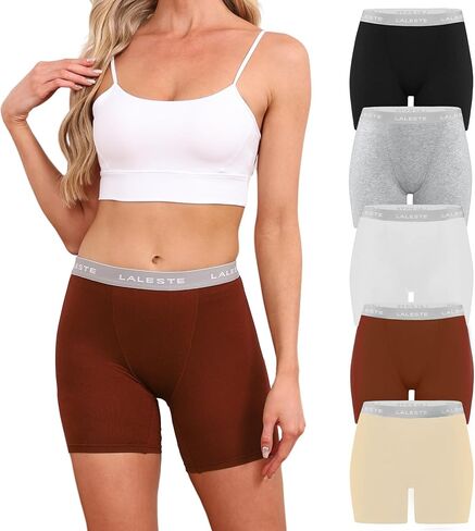 LALESTE Viscose Bamboo Boxer Briefs for Women Cotton Boy Shorts Underwear Soft Stretch Boyshorts Panties 5 Pack in Kuwait