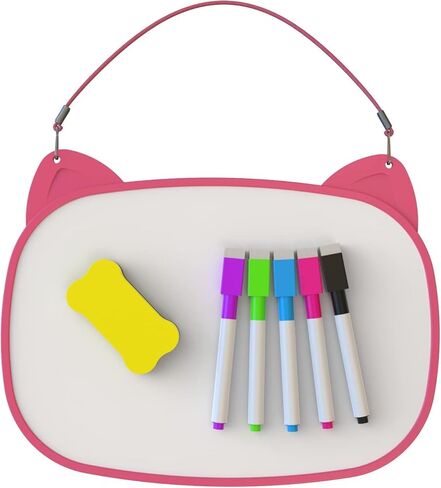 لوح مسح جاف مغناطيسي، لوح أبيض صغير للمسح الجاف مقاس 12 × 9 بوصة مع 5 قطع من أقلام المسح الجاف، لوح مسح جاف مزدوج الجوانب مع خطوط، سبورة بيضاء صغيرة معلقة للأطفال (وردي) in Kuwait