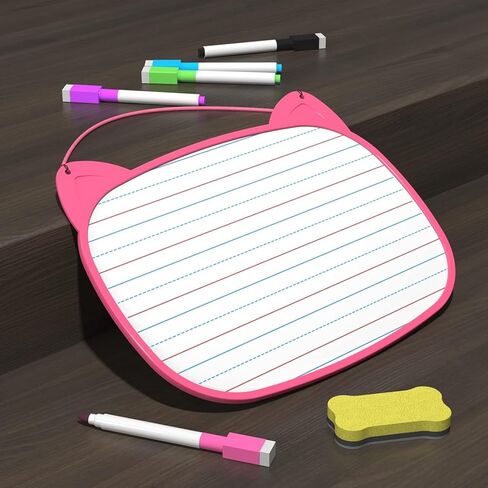 لوح مسح جاف مغناطيسي، لوح أبيض صغير للمسح الجاف مقاس 12 × 9 بوصة مع 5 قطع من أقلام المسح الجاف، لوح مسح جاف مزدوج الجوانب مع خطوط، سبورة بيضاء صغيرة معلقة للأطفال (وردي) in Kuwait