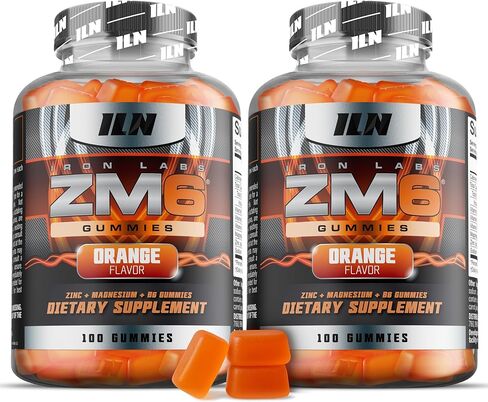 Iron Labs ZM6 Gummies for Men & Women – Zinc Magnesium Gummies (100 Count, Orange Flavour, Vegan) – Magnesium Citrate and Zinc Citrate Supplements with Vitamin B6 and D3 in Saudi Arabia