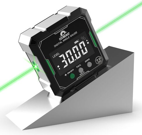 مكتشف زاوية رقمي بالليزر، مقياس زاوية رقمي مغناطيسي بأربعة جوانب، أداة قياس مستوى ليزر رقمية صغيرة قابلة لإعادة الشحن، مقياس ميل مكعب مع إضاءة خلفية لمنشار الخشب، هدية للرجال باللون الأسود in Kuwait