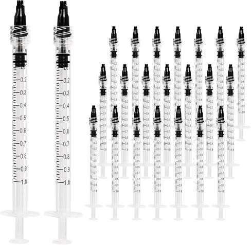 30 Pack 1ml Luer Lock Syringe without Needle - 1cc Plastic Syringes for Liquid, Individually Sterile Sealed with Cap, for Colostrum Collection, Oral, Pet Feeding, Glue, Oils in Saudi Arabia