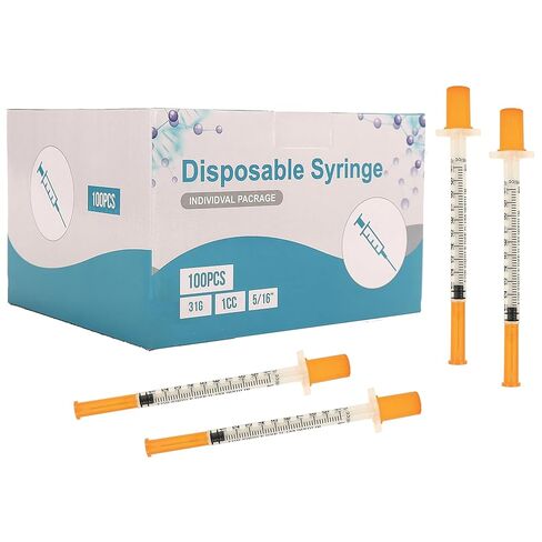 1ml Syringe with 30G 1/2-Inch(12.7mm), Individually Wrapped, 100-Pack Scientific Lab Syrings in Saudi Arabia
