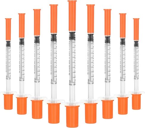 محاقن U-100 0.5 مل 32 جرام 1/4 بوصة (6 مم)، مستلزمات المختبرات، مغلفة بشكل فردي، عبوة من 100 قطعة in Kuwait