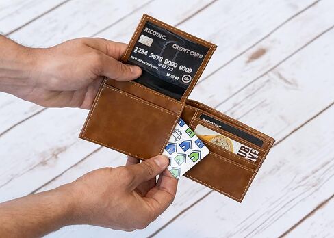 محفظة Rico Industries NFL Buffalo Bills Billfold، بني - جلد نباتي منقوش بالليزر، 4 فتحات للبطاقات، نافذة لبطاقة الهوية in Saudi Arabia