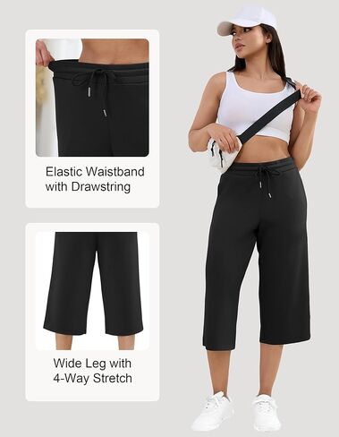 SPECIALMAGIC المرأة كابري السراويل للنساء 20 "الغوص كابري Sweatpants عالية الخصر مستقيم الساق بنطلون طويل وواسع لينة مريح صالح in Kuwait