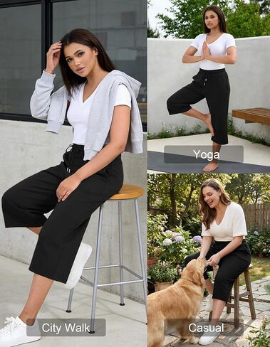 SPECIALMAGIC المرأة كابري السراويل للنساء 20 "الغوص كابري Sweatpants عالية الخصر مستقيم الساق بنطلون طويل وواسع لينة مريح صالح in Kuwait