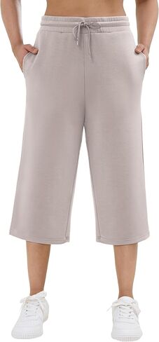 SPECIALMAGIC المرأة كابري السراويل للنساء 20 "الغوص كابري Sweatpants عالية الخصر مستقيم الساق بنطلون طويل وواسع لينة مريح صالح in Kuwait