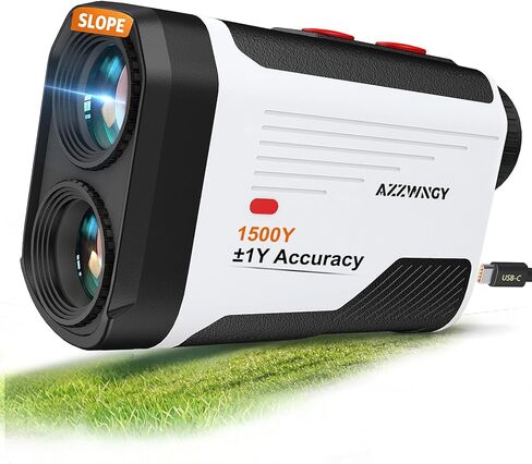 Golf Rangefinder with Slope - 1300/1500 Yards Laser Range Finder for Golf & Hunting, 7X Magnification, High-Precision Flag Locking Vibration, Rechargeable, IP54 Waterproof, Built-in Magnetic Strip in Kuwait