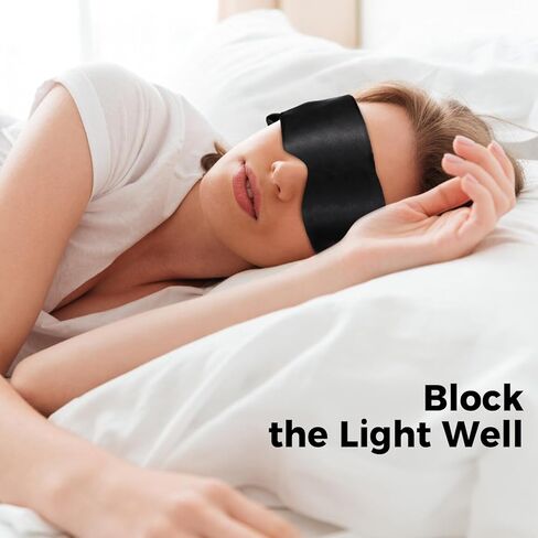 2Pcs Satin Eye Mask Sleep Mask, Adjustable Blindfold Soft Satin Eye Covers Blind Fold Gifts for Women for Travel, Nap, Meditation,150cm/59inch (Black and Pink) in Saudi Arabia