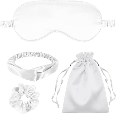 4Pcs Silk Sleep Masks Satin Eye Mask Silky Eyes Cover Blindfold Eyeshade Headband Scrunchies Pouch Bags Bridesmaid Gifts in Saudi Arabia