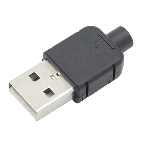 Fengpeng 10 مجموعات لتقوم بها بنفسك USB 2.0 موصل التوصيل نوع ذكر 4 دبوس الجمعية مأخذ توصيل محول لحام غلاف بلاستيكي أسود للاتصال البيانات in Kuwait