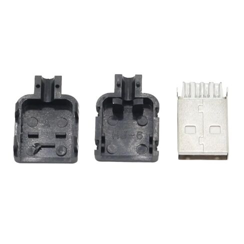 Fengpeng 10 مجموعات لتقوم بها بنفسك USB 2.0 موصل التوصيل نوع ذكر 4 دبوس الجمعية مأخذ توصيل محول لحام غلاف بلاستيكي أسود للاتصال البيانات in Kuwait