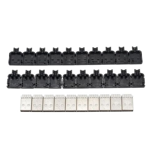 Fengpeng 10 مجموعات لتقوم بها بنفسك USB 2.0 موصل التوصيل نوع ذكر 4 دبوس الجمعية مأخذ توصيل محول لحام غلاف بلاستيكي أسود للاتصال البيانات in Kuwait