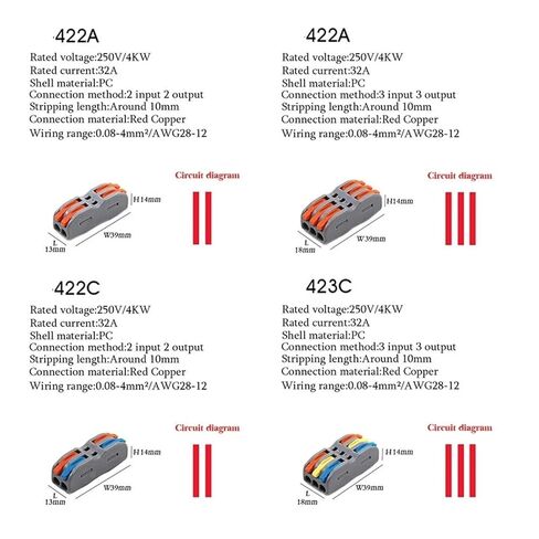 Universal Compact Wiring Splicing Conector Wire Connector 222-412 L+e+d Strip Lighting Electric Quick Connectors Conductor Push-in P421 2 3 Pin Splicing Terminal Blocks(T11WB,50PCS) in Saudi Arabia
