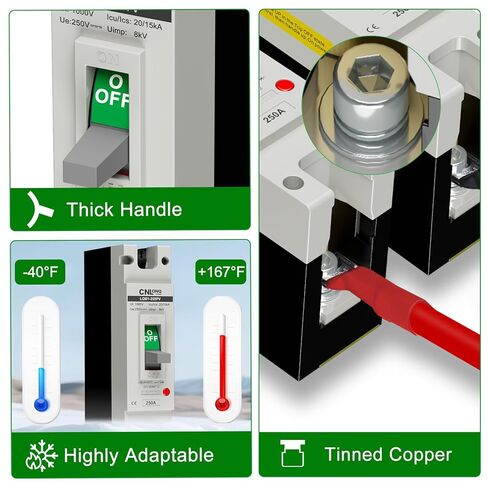 250Amp Molded Case Circuit Breaker MCCB 1 Pole DC250V Battery Disconnect Switch, PV Circuit Breaker or Main Power for Boat, Solar, UPS and Battery in Saudi Arabia
