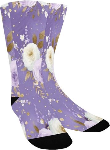 جوارب Lavender Gold Bloom Purple للمشي لمسافات طويلة - جوارب شتوية حرارية سميكة دافئة للأولاد والبنات للمدرسة، والارتداء اليومي والأنشطة الخارجية in Kuwait