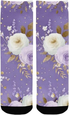 جوارب Lavender Gold Bloom Purple للمشي لمسافات طويلة - جوارب شتوية حرارية سميكة دافئة للأولاد والبنات للمدرسة، والارتداء اليومي والأنشطة الخارجية in Kuwait