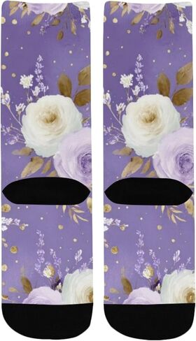 جوارب Lavender Gold Bloom Purple للمشي لمسافات طويلة - جوارب شتوية حرارية سميكة دافئة للأولاد والبنات للمدرسة، والارتداء اليومي والأنشطة الخارجية in Kuwait