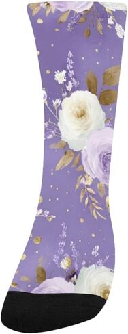 جوارب Lavender Gold Bloom Purple للمشي لمسافات طويلة - جوارب شتوية حرارية سميكة دافئة للأولاد والبنات للمدرسة، والارتداء اليومي والأنشطة الخارجية in Kuwait