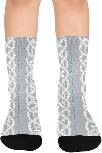 جوارب المشي لمسافات طويلة بتصميم عقدة مرساة - جوارب شتوية حرارية سميكة دافئة للأولاد والبنات للمدرسة، والارتداء اليومي والأنشطة الخارجية in Kuwait