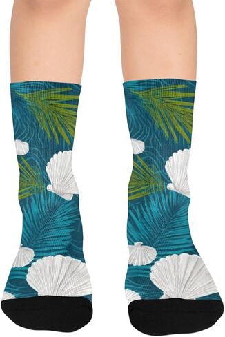 جوارب المشي لمسافات طويلة بلون أزرق صدفي استوائي - جوارب شتوية حرارية سميكة دافئة للأولاد والبنات الصغار للمدرسة، والارتداء اليومي والأنشطة الخارجية in Kuwait