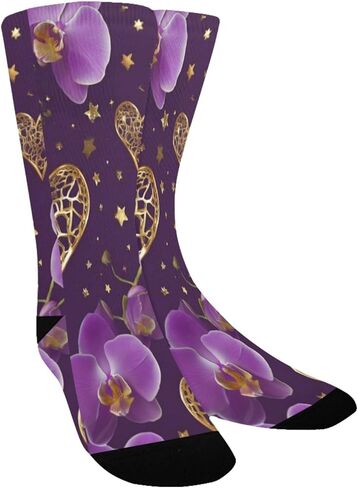 جوارب المشي لمسافات طويلة على شكل زهرة أرجوانية مرصعة بالنجوم - جوارب شتوية حرارية سميكة دافئة للأولاد والبنات للمدرسة، والارتداء اليومي والأنشطة الخارجية in Kuwait