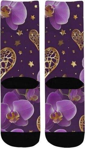 جوارب المشي لمسافات طويلة على شكل زهرة أرجوانية مرصعة بالنجوم - جوارب شتوية حرارية سميكة دافئة للأولاد والبنات للمدرسة، والارتداء اليومي والأنشطة الخارجية in Kuwait