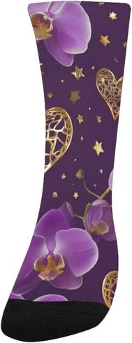 جوارب المشي لمسافات طويلة على شكل زهرة أرجوانية مرصعة بالنجوم - جوارب شتوية حرارية سميكة دافئة للأولاد والبنات للمدرسة، والارتداء اليومي والأنشطة الخارجية in Kuwait