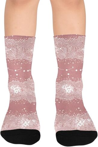 جوارب للتنزه سيرًا على الأقدام من الدانتيل بطبعات زهور - جوارب شتوية حرارية سميكة دافئة للأطفال الصغار للأولاد والبنات للمدرسة، والارتداء اليومي والأنشطة الخارجية in Kuwait