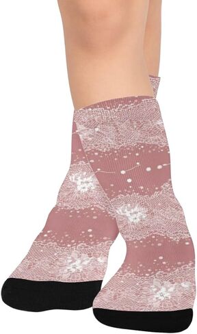 جوارب للتنزه سيرًا على الأقدام من الدانتيل بطبعات زهور - جوارب شتوية حرارية سميكة دافئة للأطفال الصغار للأولاد والبنات للمدرسة، والارتداء اليومي والأنشطة الخارجية in Kuwait